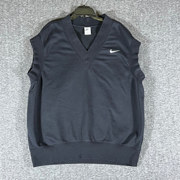 Nike Other - Nike Men's V Neck Sweatshirt Vest Black Large Sleeveless Gym Athletic Athleisure